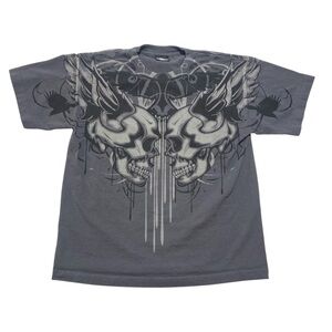 Vintage 4 Season’s Design Skull T-Shirt Men’s Size Small Y2K Biker Grunge Skater